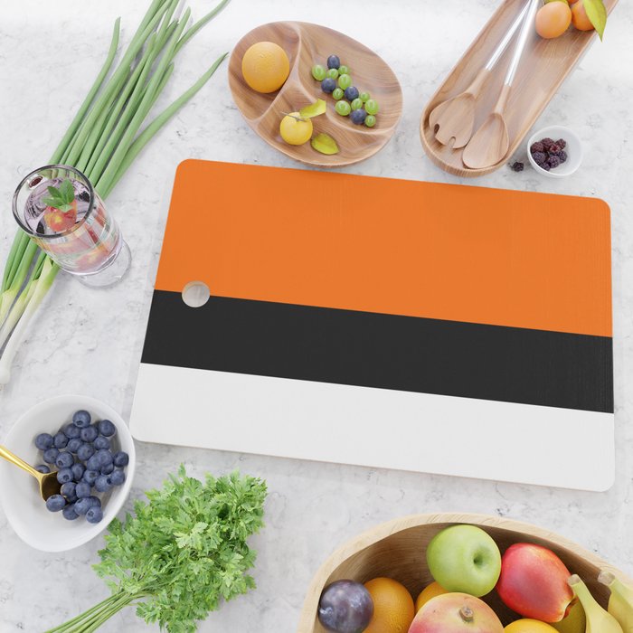 Modern White Black Orange Colorblock Cutting Board Gallery Image 2