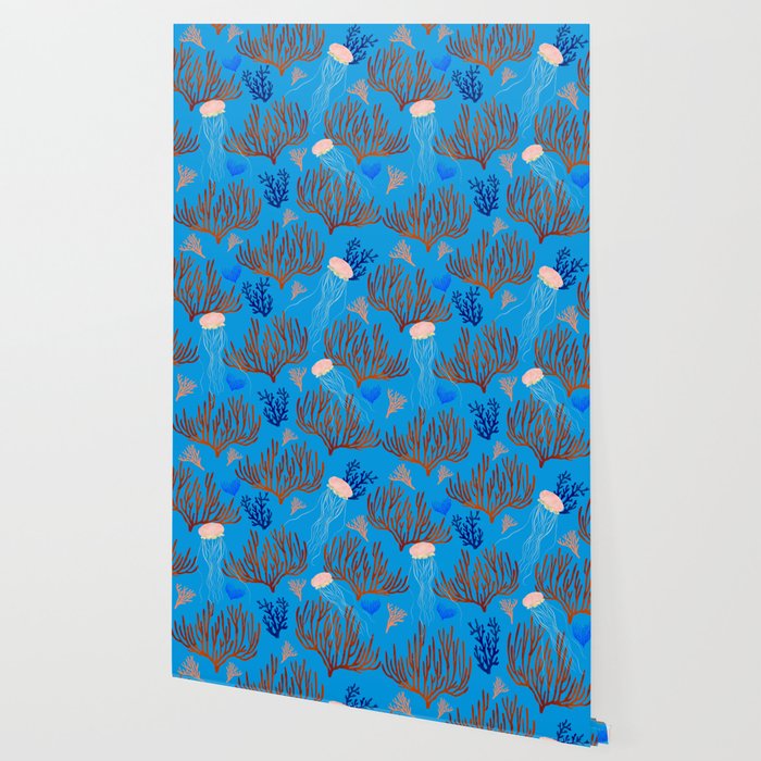 Jellyfish and Coral-Blue Wallpaper Gallery Image 2