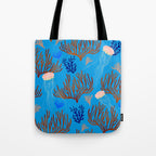 Jellyfish and Coral-Blue Tote Bag Gallery Image 1