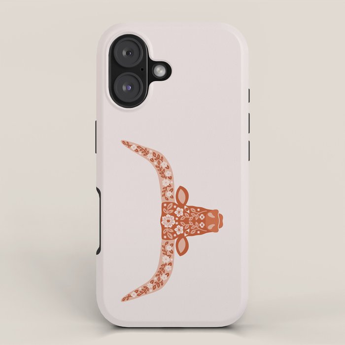 Floral Longhorn â Burnt Orange iPhone Case Gallery Image 1