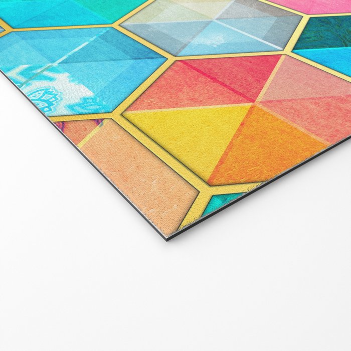 Crystal Bohemian Honeycomb Cubes - colorful hexagon pattern Welcome Mat Gallery Image 2