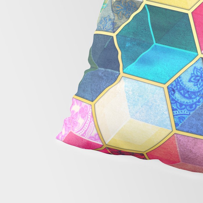 Crystal Bohemian Honeycomb Cubes - colorful hexagon pattern Pillow Sham Gallery Image 4