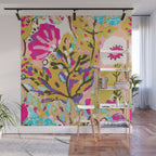 Bohemian Pink Abstract Flowers by Karen Fields Wall Mural Gallery Image 1