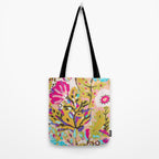Bohemian Pink Abstract Flowers by Karen Fields Tote Bag Gallery Image 2