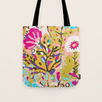 Bohemian Pink Abstract Flowers by Karen Fields Tote Bag Gallery Image 1