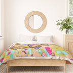 Bohemian Pink Abstract Flowers by Karen Fields Duvet Cover Gallery Image 3