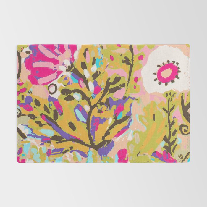 Bohemian Pink Abstract Flowers by Karen Fields Rug Gallery Image 2