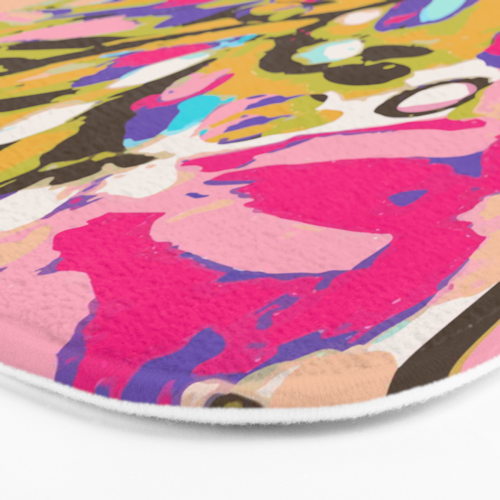 Bohemian Pink Abstract Flowers by Karen Fields Bath Mat Gallery Image 3