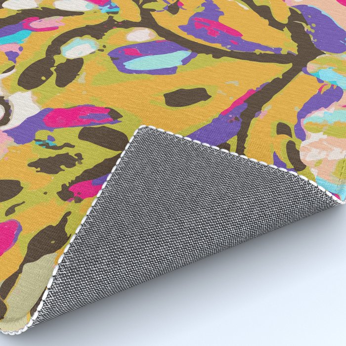 Bohemian Pink Abstract Flowers by Karen Fields Rug Gallery Image 4