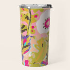 Bohemian Pink Abstract Flowers by Karen Fields Travel Mug Gallery Image 2