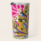 Bohemian Pink Abstract Flowers by Karen Fields Travel Mug Gallery Image 3