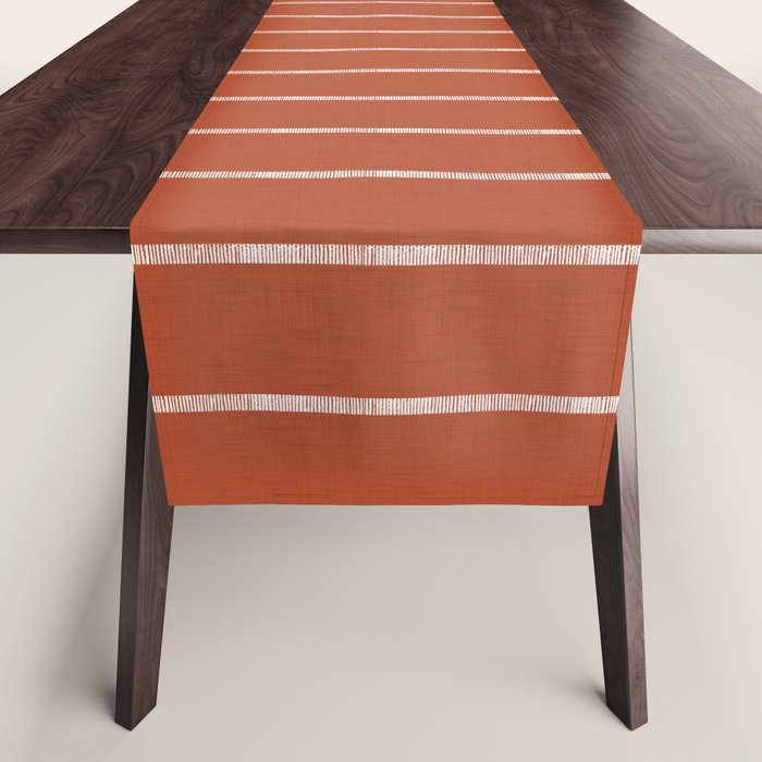 Modern Boho Serenity Stripes Terracotta  Table Runner Gallery Image 1