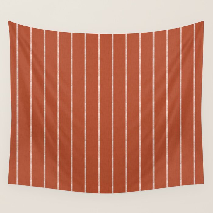Modern Boho Serenity Stripes Terracotta  Wall Tapestry Gallery Image 4