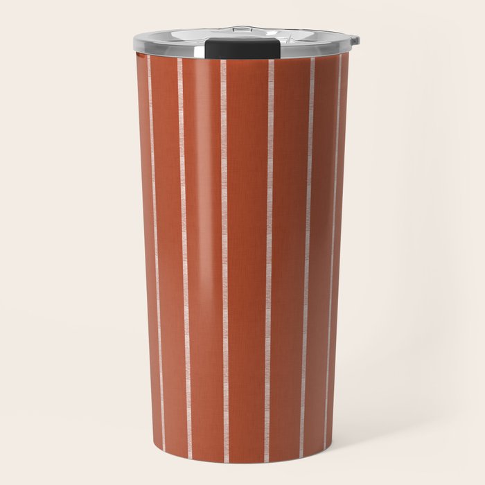 Modern Boho Serenity Stripes Terracotta  Travel Mug Gallery Image 1