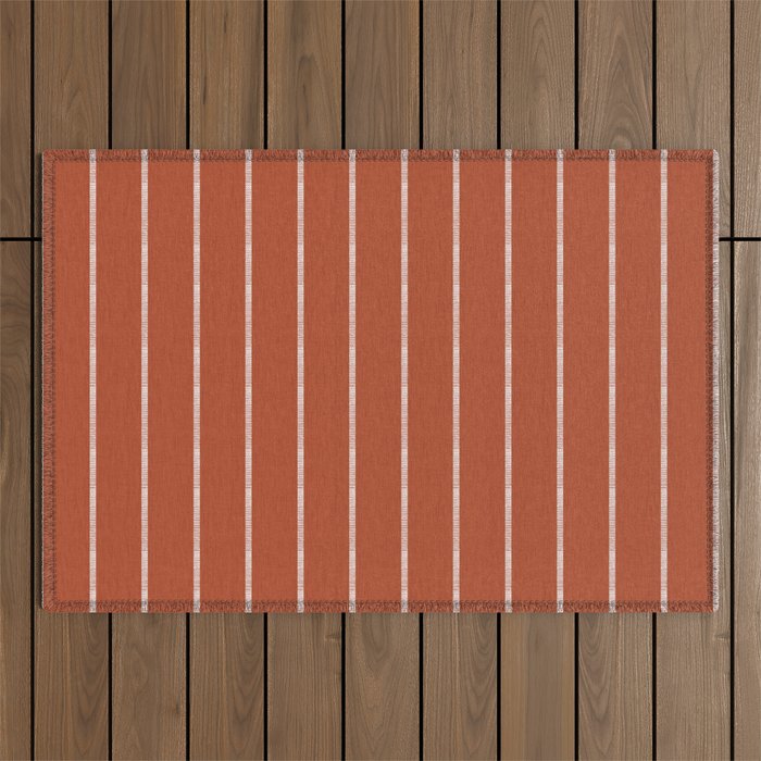 Modern Boho Serenity Stripes Terracotta  Outdoor Rug Gallery Image 1