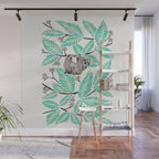 Happy Sloth - Tropical Mint Rainforest Wall Mural Gallery Image 1