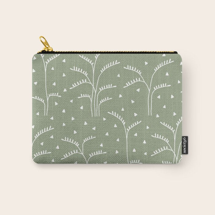 Boho Trees on Sage Green Carry All Pouch Gallery Image 1