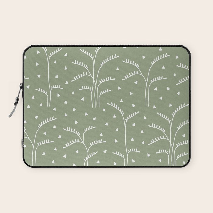 Boho Trees on Sage Green Laptop Sleeve Gallery Image 1