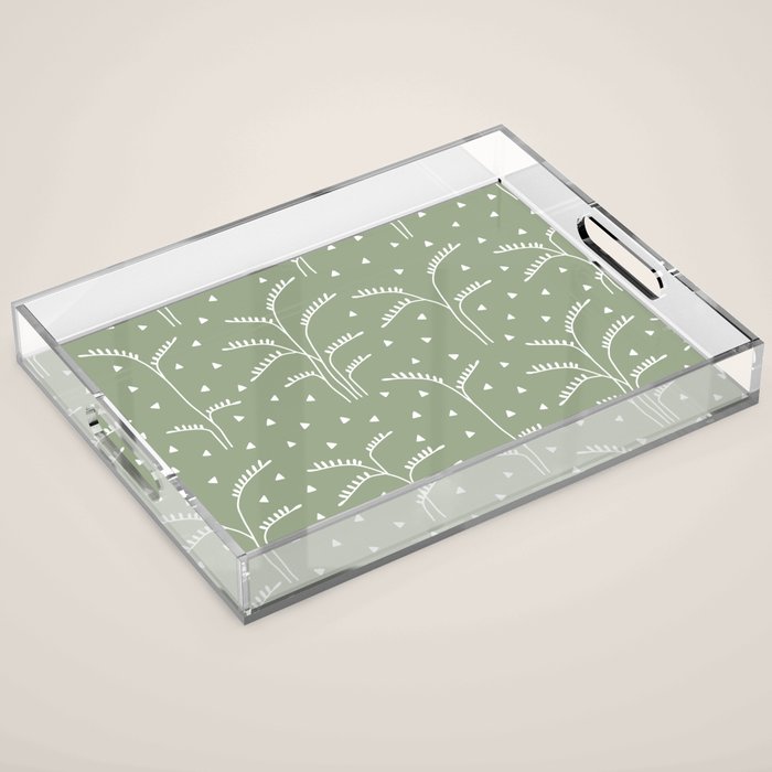 Boho Trees on Sage Green Acrylic Tray Gallery Image 1