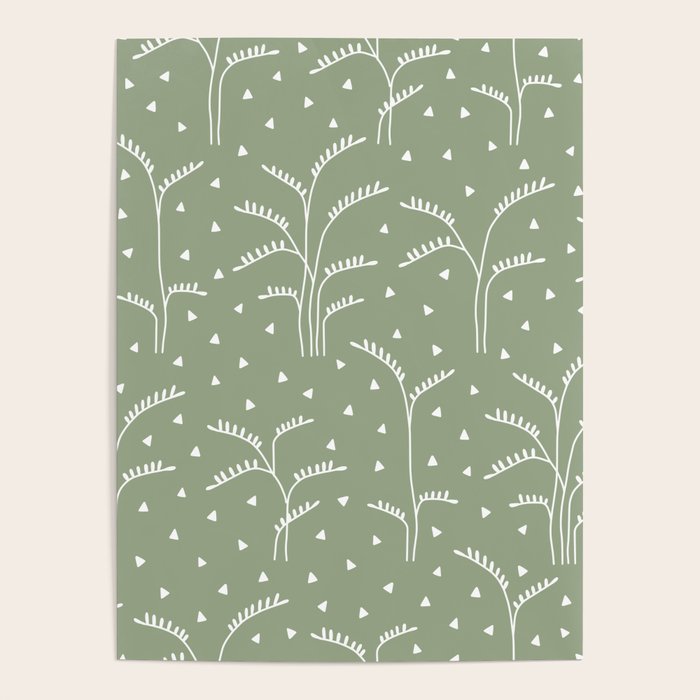 Boho Trees on Sage Green Poster Gallery Image 4