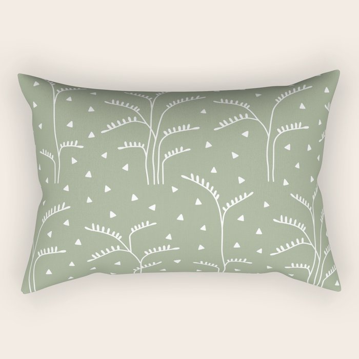 Boho Trees on Sage Green Rectangular Pillow Gallery Image 1