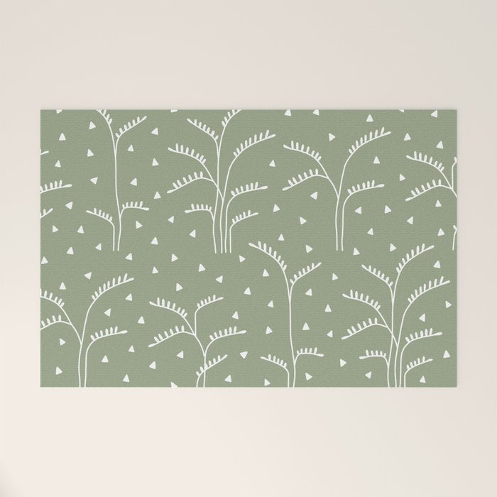 Boho Trees on Sage Green Welcome Mat Gallery Image 1