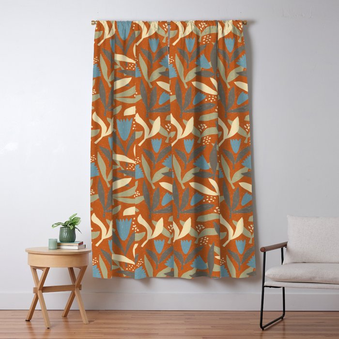 Hand Drawn Florals #1 Window Curtain Gallery Image 1