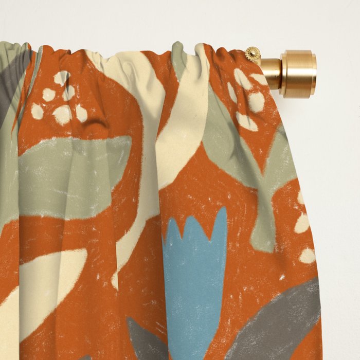 Hand Drawn Florals #1 Window Curtain Gallery Image 2