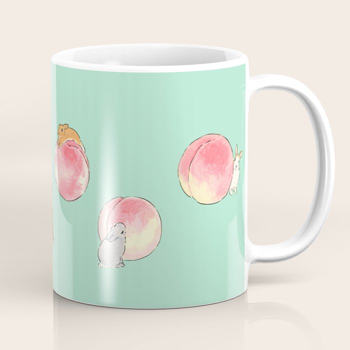 Rabbits and Peaches Coffee Mug Gallery Image 1
