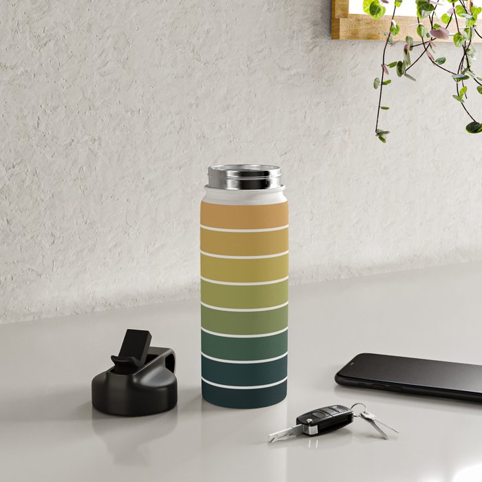 Gradient Arch XXVI Green Tones Mid Century Modern Rainbow Water Bottle Gallery Image 4