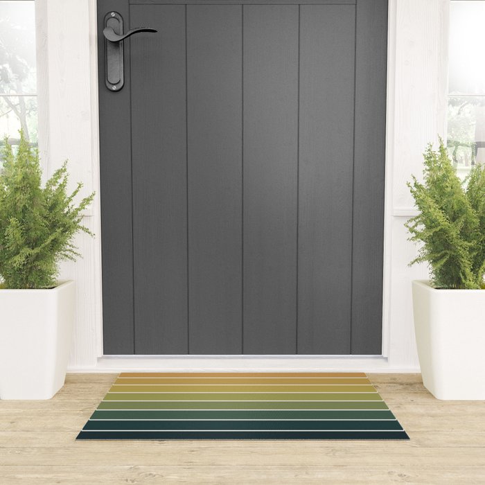 Gradient Arch XXVI Green Tones Mid Century Modern Rainbow Welcome Mat Gallery Image 3