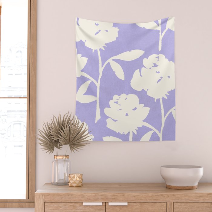 Roses Pattern - Violet Wall Tapestry Gallery Image 2
