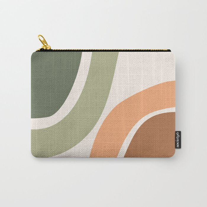 Abstract Shapes 55.2 in Sage Green and Terracotta (Rainbow Abstraction) Carry All Pouch Gallery Image 1