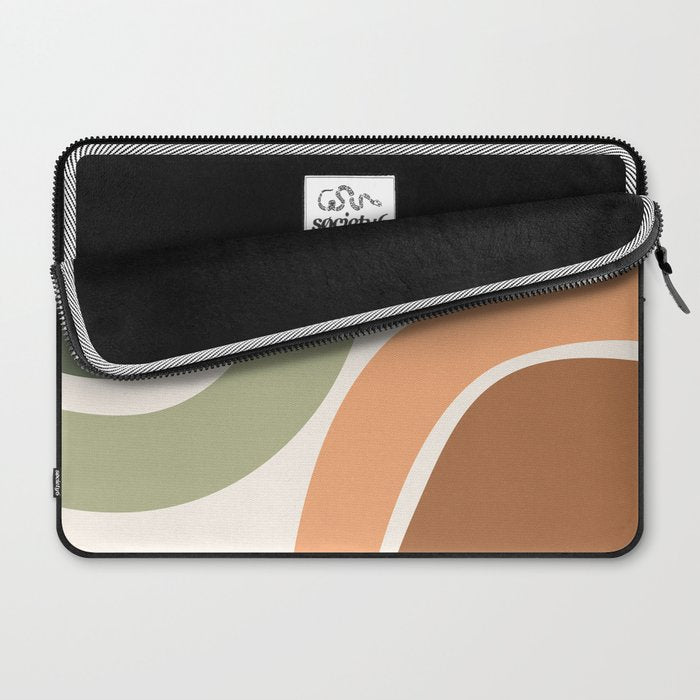 Abstract Shapes 55.2 in Sage Green and Terracotta (Rainbow Abstraction) Laptop Sleeve Gallery Image 2