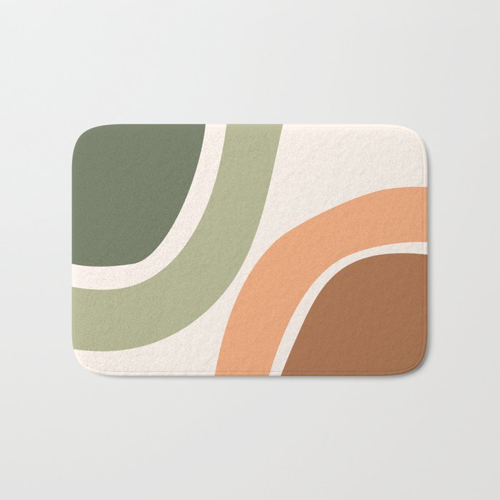 Abstract Shapes 55.2 in Sage Green and Terracotta (Rainbow Abstraction) Bath Mat Gallery Image 1