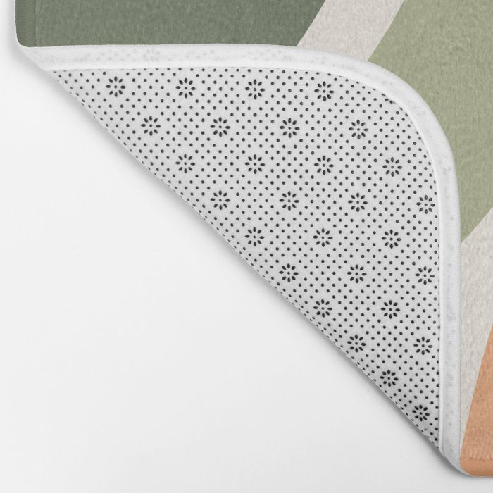 Abstract Shapes 55.2 in Sage Green and Terracotta (Rainbow Abstraction) Bath Mat Gallery Image 2