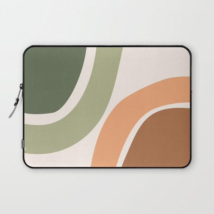 Abstract Shapes 55.2 in Sage Green and Terracotta (Rainbow Abstraction) Laptop Sleeve Gallery Image 1