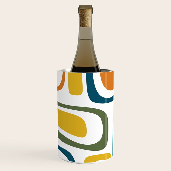 Palm Springs Midcentury Modern Abstract in Moroccan Teal, Orange, Mustard, Olive, and White Wine Chiller Gallery Image 1