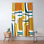 Palm Springs Midcentury Modern Abstract in Moroccan Teal, Orange, Mustard, Olive, and White Window Curtain Gallery Image 5