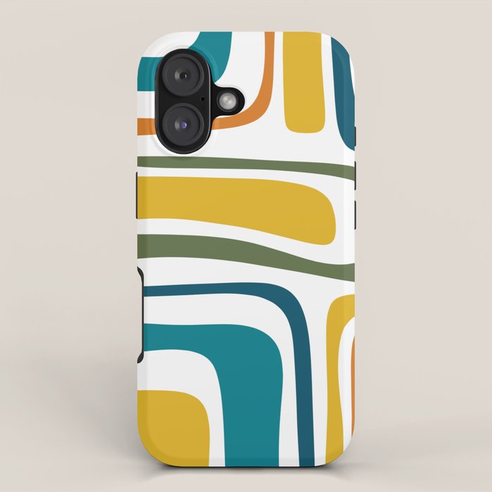 Palm Springs Midcentury Modern Abstract in Moroccan Teal, Orange, Mustard, Olive, and White iPhone Case Gallery Image 1