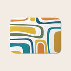 Palm Springs Midcentury Modern Abstract in Moroccan Teal, Orange, Mustard, Olive, and White Bath Mat Gallery Image 1