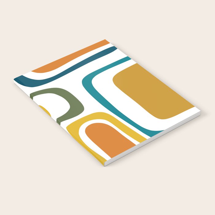 Palm Springs Midcentury Modern Abstract in Moroccan Teal, Orange, Mustard, Olive, and White Notebook Gallery Image 2