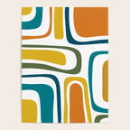 Palm Springs Midcentury Modern Abstract in Moroccan Teal, Orange, Mustard, Olive, and White Poster Gallery Image 4