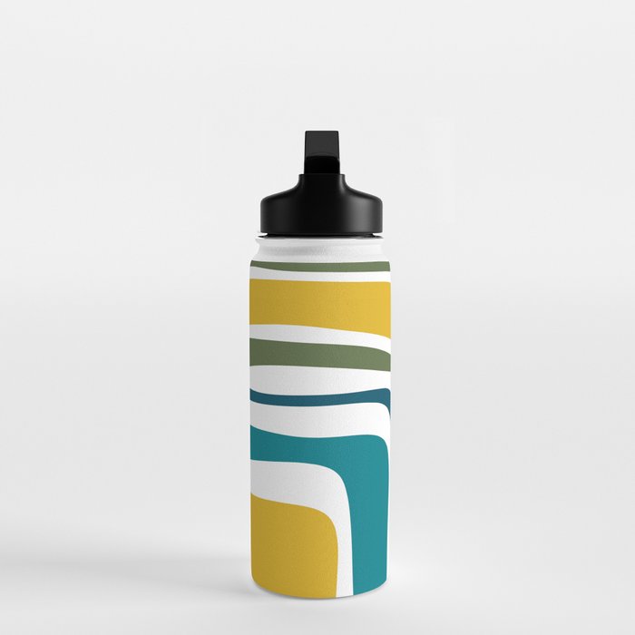 Palm Springs Midcentury Modern Abstract in Moroccan Teal, Orange, Mustard, Olive, and White Water Bottle Gallery Image 3