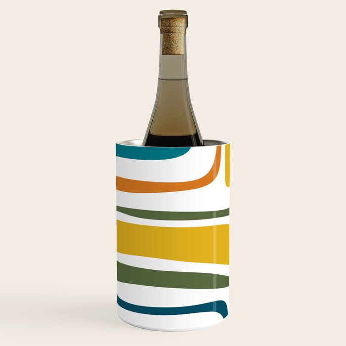 Palm Springs Midcentury Modern Abstract in Moroccan Teal, Orange, Mustard, Olive, and White Wine Chiller Gallery Image 2