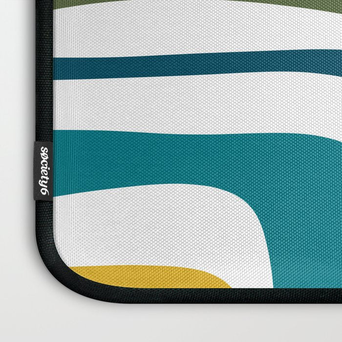 Palm Springs Midcentury Modern Abstract in Moroccan Teal, Orange, Mustard, Olive, and White Laptop Sleeve Gallery Image 3