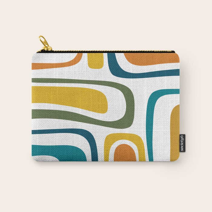 Palm Springs Midcentury Modern Abstract in Moroccan Teal, Orange, Mustard, Olive, and White Carry All Pouch Gallery Image 1