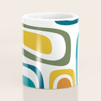 Palm Springs Midcentury Modern Abstract in Moroccan Teal, Orange, Mustard, Olive, and White Coffee Mug Gallery Image 4
