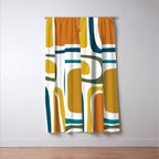 Palm Springs Midcentury Modern Abstract in Moroccan Teal, Orange, Mustard, Olive, and White Window Curtain Gallery Image 3