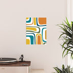 Palm Springs Midcentury Modern Abstract in Moroccan Teal, Orange, Mustard, Olive, and White Poster Gallery Image 2